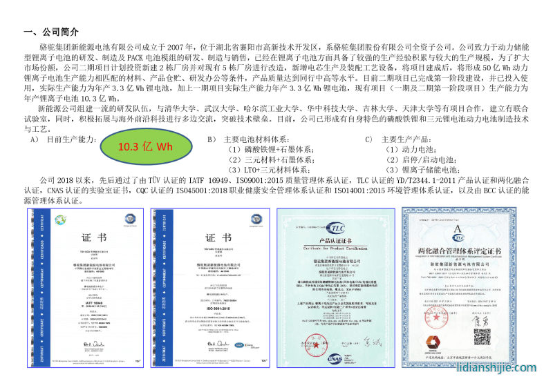 駱駝集團(tuán)新能源電池有限公司2023年上半年環(huán)境信息公示報告